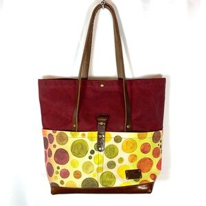 MISS BABS Blue Spring Craft Tote Bag Red & Bubble Pattern